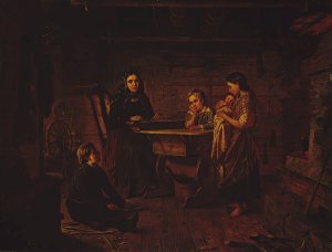 Kreeta Haapasalo Playing The Kantele by Robert Wilhelm Ekman Oil Painting