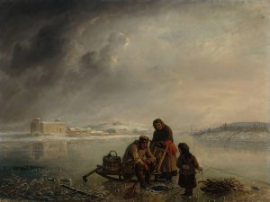 Winter Fishing In Front Of Turku by Robert Wilhelm Ekman Oil Painting