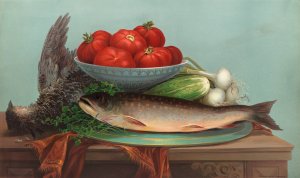 Trout, Grouse, Tomatoes by Robert Wilkie Oil Painting