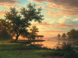 Evening Atmosphere By The Lakeside by Robert Zund Oil Painting