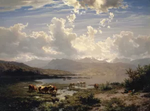 Landscape at Lake of Lucerne by Robert Zund Oil Painting