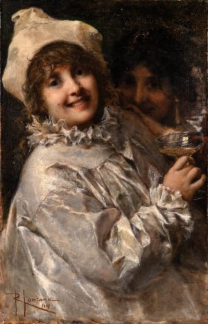 Pierrot by Roberto Fontana Oil Painting