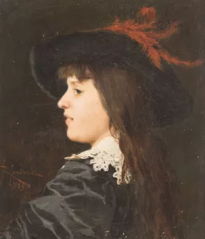 Portrait of a lady by Roberto Fontana Oil Painting