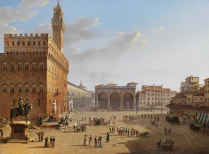 Piazza della Signoria, Florence Oil painting by Roberto Roberti