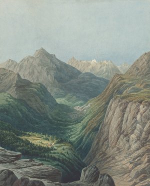 An Alpine Valley by Rodolphe Leon Berthoud Oil Painting