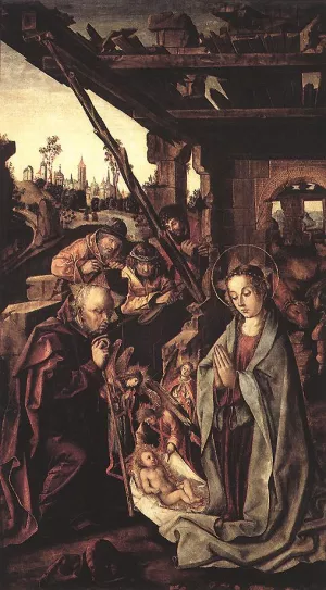 The Adoration of the Shepherds by Rodrigo De The Younger Osona Oil Painting