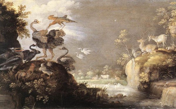 Main Product Photo of Landscape with Animals Painting by Roelandt Jacobsz Savery