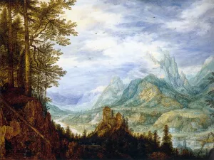 Mountainous Landscape with a Castle by Roelandt Jacobsz Savery Oil Painting