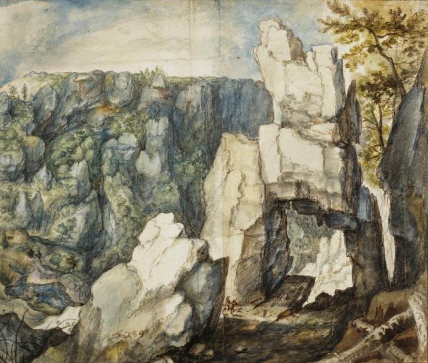 Rocky Landscape by Roelandt Jacobsz Savery - Hand-Painted Oil Painting Reproduction