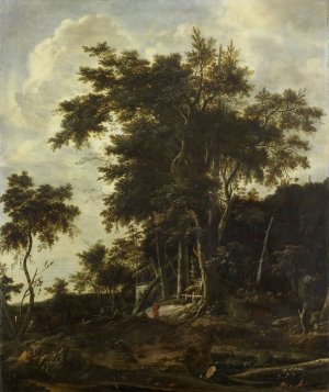 Forest landscape with a woodsman's shed by Roelant Roghman Oil Painting