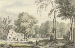 Landschap met een reiswagen voor een boerderij by Roelant Roghman Oil Painting
