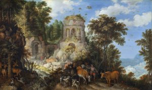 Landscape with the Flight into Egypt by Roelant Savery Oil Painting