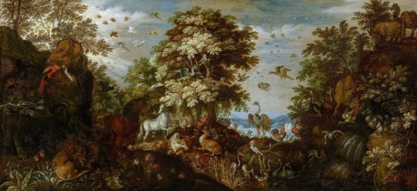Orpheus Charming the Animals with his Music  by Roelant Savery - Hand-Painted Oil Painting Reproduction