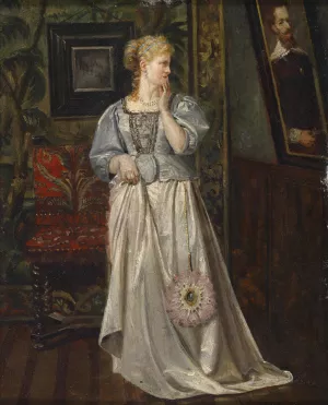 Dame betrachtet ein Bild by Rogelio De Egusquiza Oil Painting