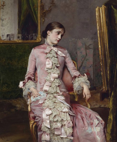Lady In Pink by Rogelio De Egusquiza - Hand-Painted Oil Painting Reproduction