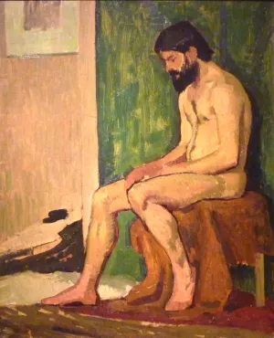 Bearded Man Sitting by Roger De La Fresnaye - Oil Painting Reproduction