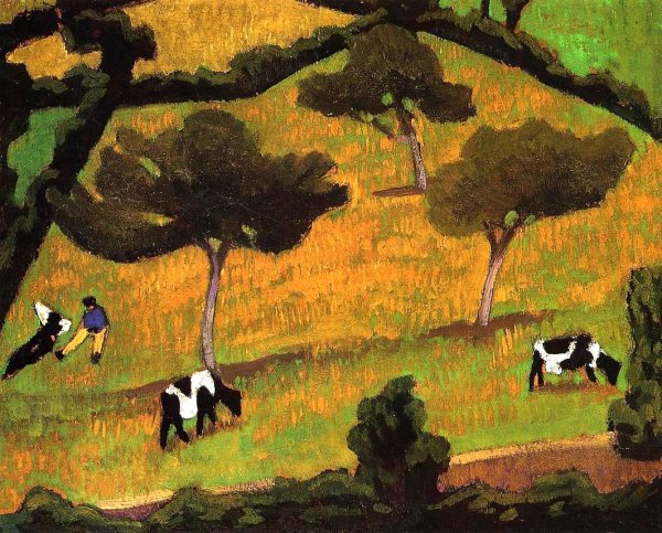 Main Product Photo of Cows in a Meadow Painting by Roger De La Fresnaye
