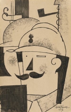 Deux Fantassins Casques by Roger De La Fresnaye Oil Painting