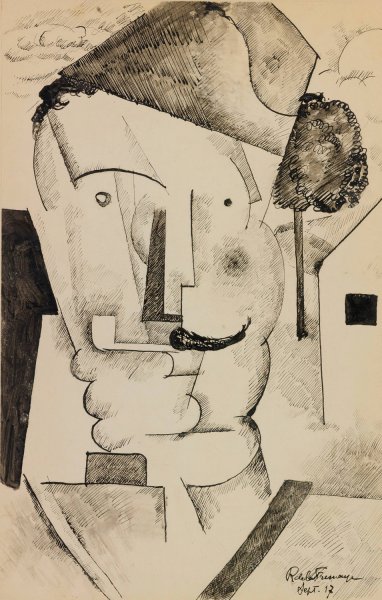 Main Product Photo of L'officier Au Bonnet De Police  Painting by Roger De La Fresnaye