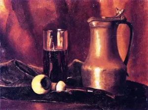 Still Life with Tin Pitcher, Pipe and Glass by Roger De La Fresnaye - Oil Painting Reproduction