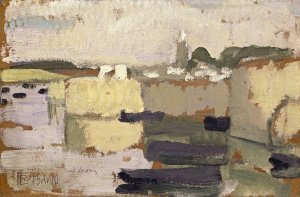 Village at the Water's Edge by Roger De La Fresnaye Oil Painting