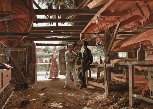 Le hangar a bateaux by Roger Jourdain Oil Painting