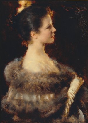 Woman in Evening Gown by Romà Ribera Oil Painting