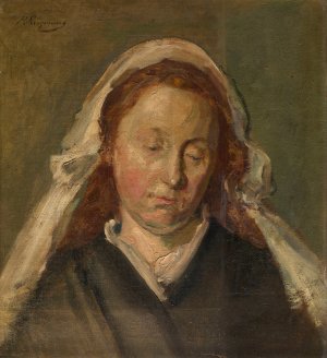 Head of a Woman by Romain Looymans Oil Painting