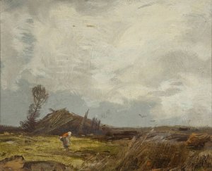 Countryside landscape with a hut by Roman Kazimierz Kochanowski Oil Painting