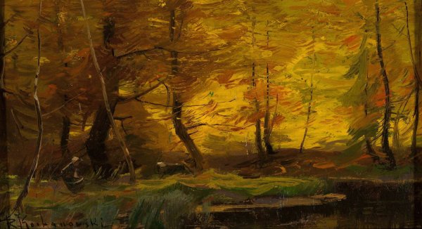 Forest landscape  by Roman Kazimierz Kochanowski - Hand-Painted Oil Painting Reproduction
