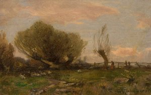 Landscape with willows by Roman Kazimierz Kochanowski Oil Painting