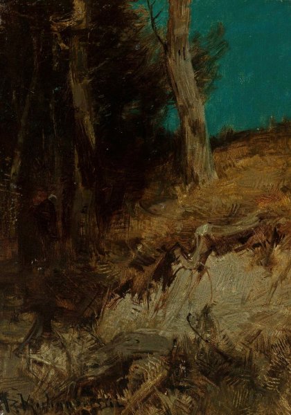 Nocturnal landscape  by Roman Kazimierz Kochanowski - Hand-Painted Oil Painting Reproduction