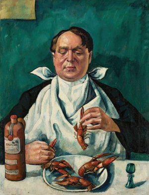 Man eating crayfish by Roman Kramsztyk Oil Painting