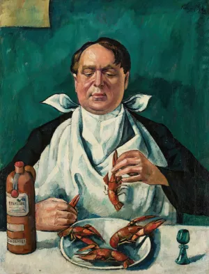 Man eating crayfish by Roman Kramsztyk Oil Painting