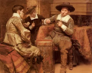 Partida De Cartas by Roman Ribera - Oil Painting Reproduction