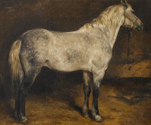 A dapple grey horse by Rosa Bonheur Oil Painting