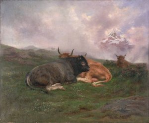 Cattle at Rest on a Hillside in the Alps by Rosa Bonheur Oil Painting