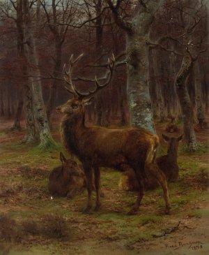 Cerf et biches dans la foret, automne by Rosa Bonheur Oil Painting