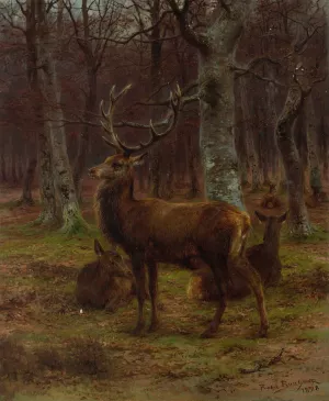 Cerf et biches dans la foret, automne by Rosa Bonheur Oil Painting