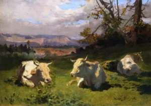 Cows Resting by Rosa Bonheur - Oil Painting Reproduction