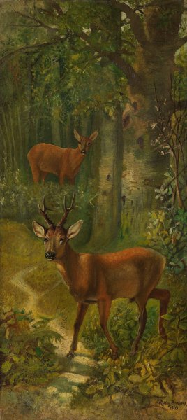 Deer at the edge of the forest by Rosa Bonheur Oil Painting