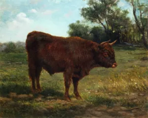 Longhorn Bull in a Landscape Oil painting by Rosa Bonheur