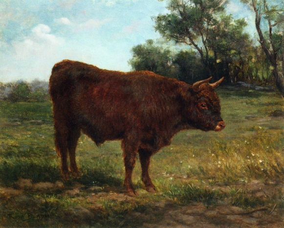 Longhorn Bull in a Landscape by Rosa Bonheur - Hand-Painted Oil Painting Reproduction