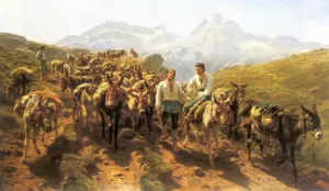 Muleteers Crossing the Pyrenees by Rosa Bonheur - Oil Painting Reproduction