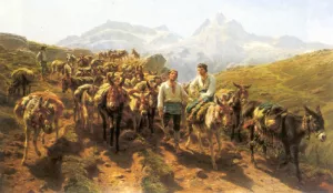 Muleteers Crossing the Pyrenees Oil painting by Rosa Bonheur