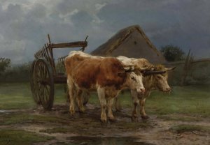 Oxen Pulling A Cart by Rosa Bonheur Oil Painting