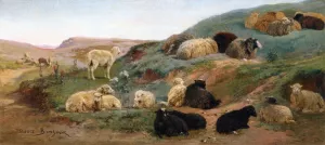 Sheep in a Mountainous Landscape painting by Rosa Bonheur