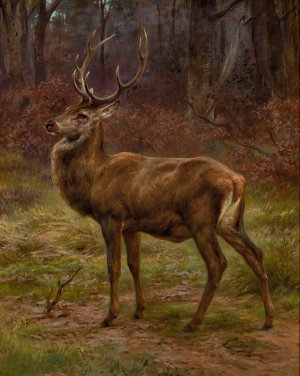 Stag In An Autumn Landscape by Rosa Bonheur Oil Painting