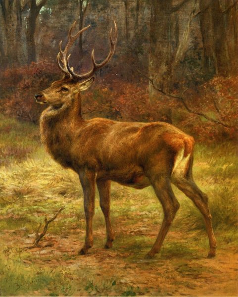 Stag in an Autumn Landscape by Rosa Bonheur - Hand-Painted Oil Painting Reproduction
