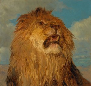 Tete de lion relevee by Rosa Bonheur Oil Painting